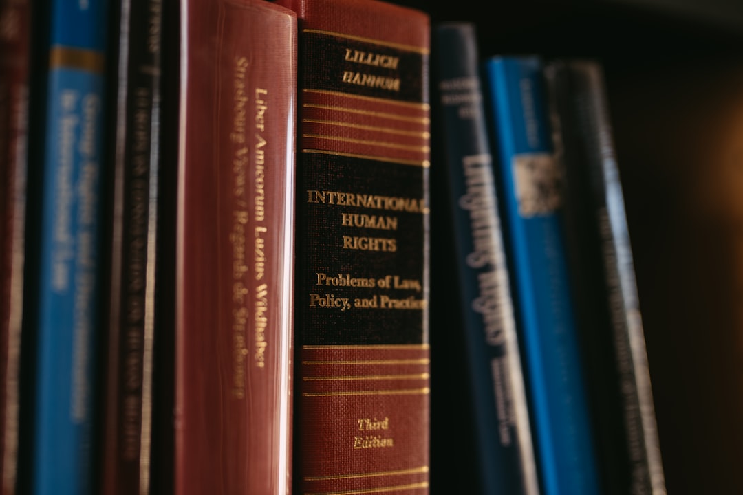 data as property — Books related to law and human rights are visible.