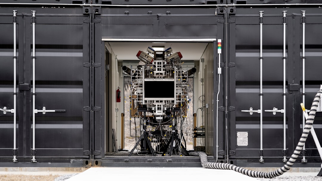 opt-out is not enough. A black and white photo of a machine in a container