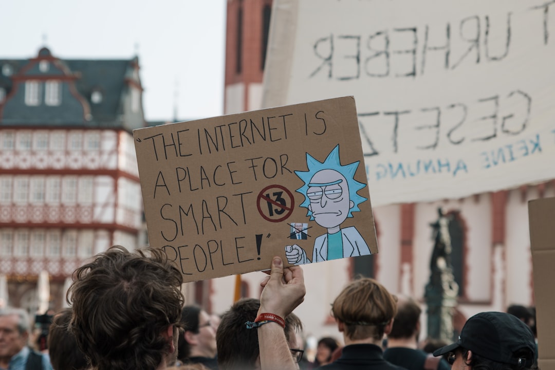 EU AI Act — person holding brown banner