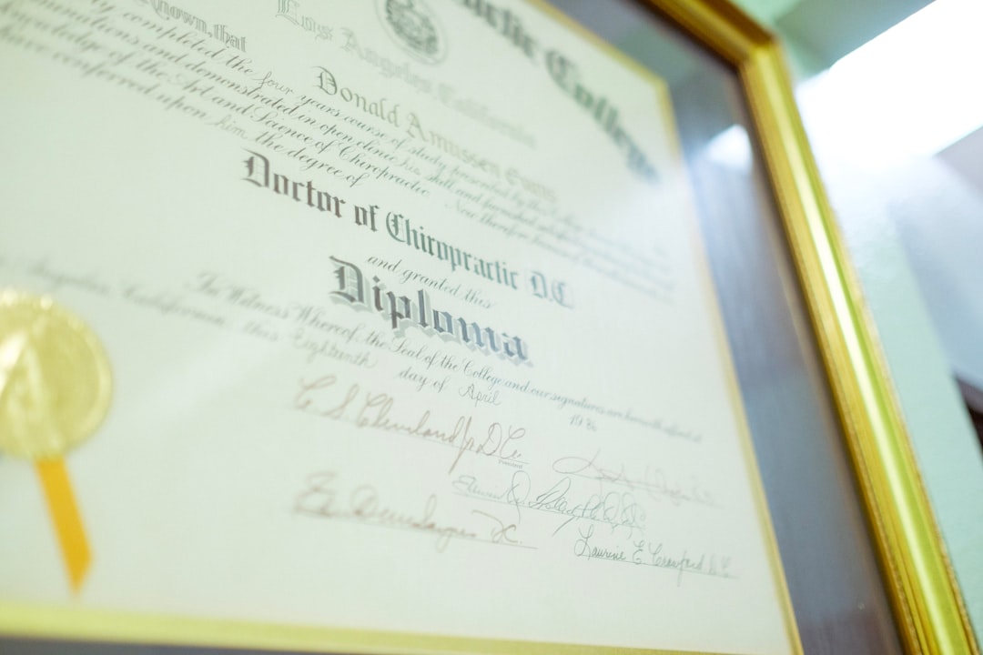 data control — a framed diploma with a gold seal on it